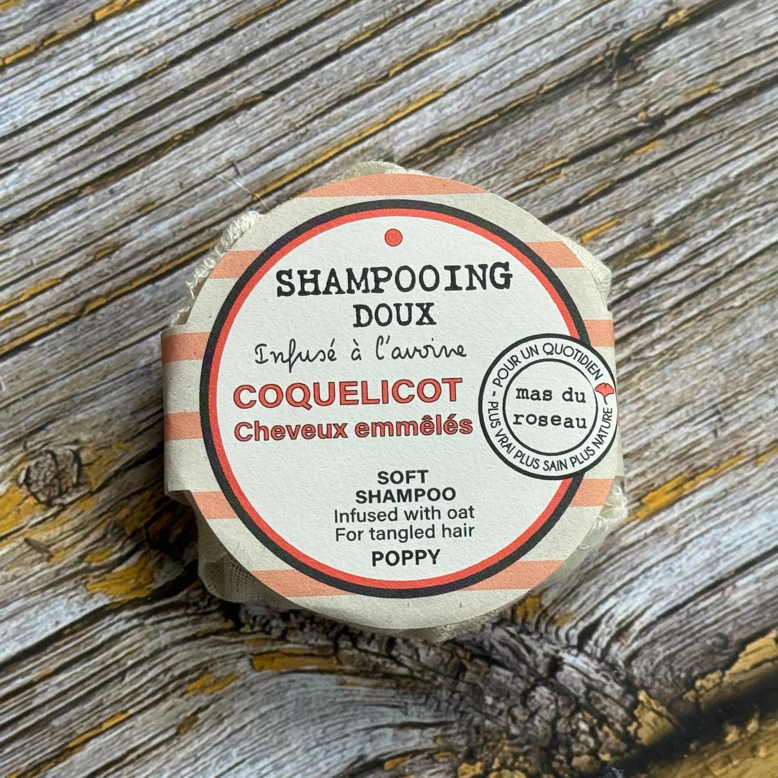 Mas du Roseau Poppy Shampoo, fine hair that tangles|Natural Shampoo Bar