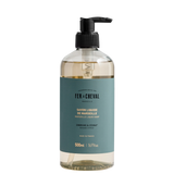 Bottle of Fér à Cheval liquid soap with pump on a white background