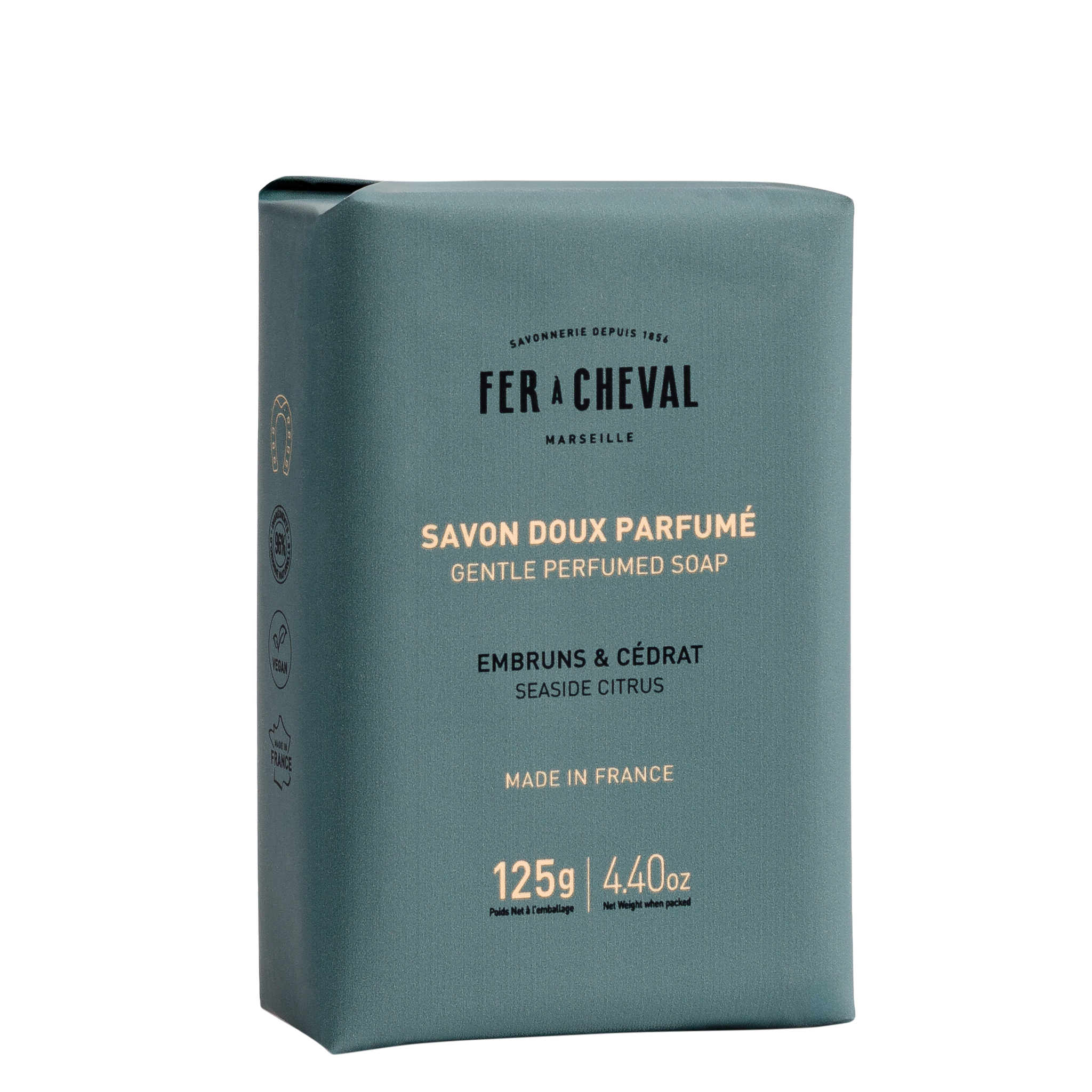 Fer + Cheval soap bar on a white background