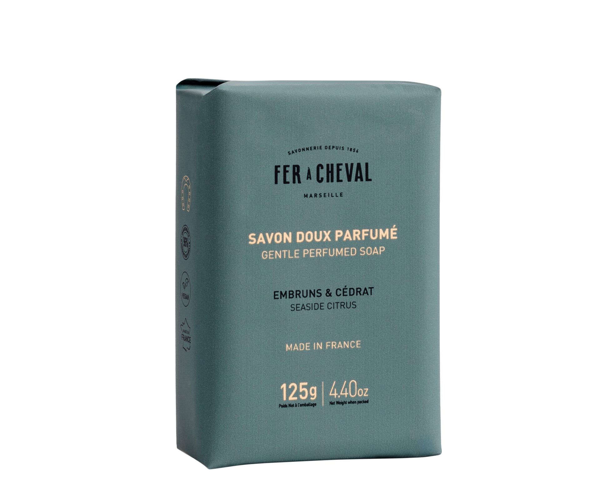 Fer + Cheval soap bar on a white background