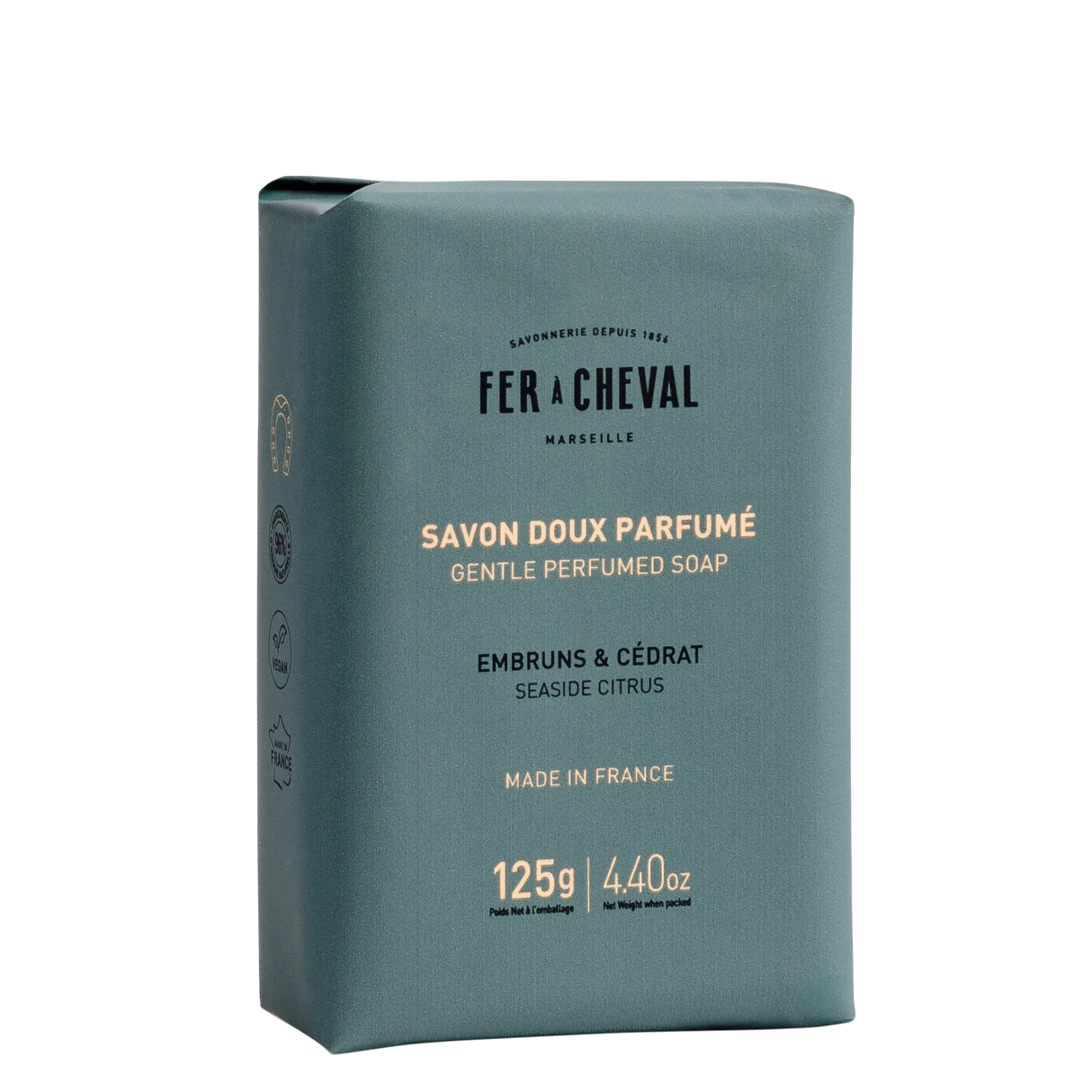Fer + Cheval soap bar on a white background