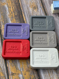 Savon de Marseille Dishes in Red, Purple, mushroom, grey & white