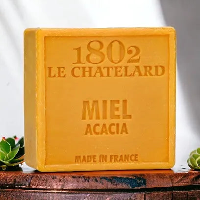 LE CHATELARD 1802 Acacia Honey (Miel)  Marseille Soap, 72% Coconut, Olive and Almond Oil, 100g |  PALM FREE French Soaps UK