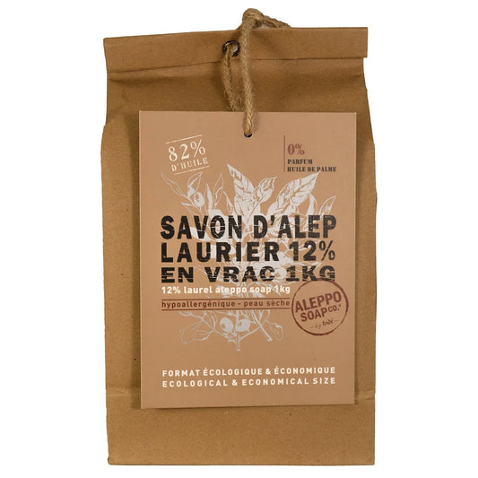 TADÉ PAYS DU LEVANT Aleppo Soap, 12% Laurel Oil for Delicate Skin | 1kg, 4-6 Soaps French Soaps UK