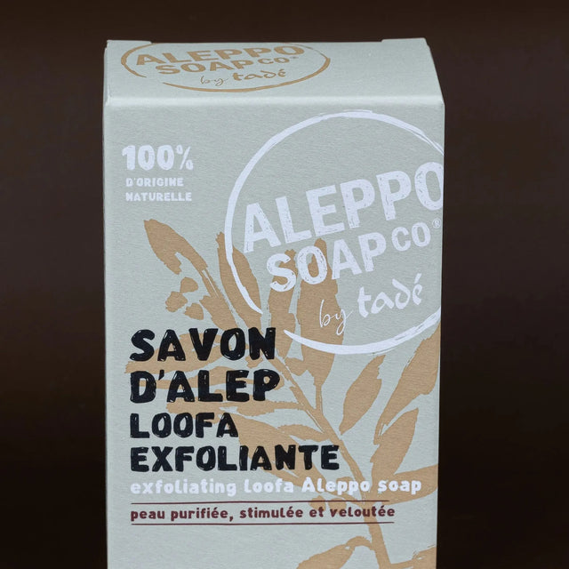 TADÉ PAYS DU LEVANT Aleppo Soap with Natural Loofah Fibres – Exfoliating Olive & Bay Oil Bar |100 g French Soaps UK