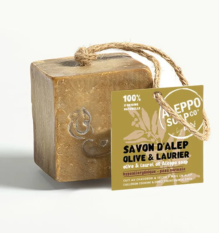 TADÉ PAYS DU LEVANT Aleppo Soap with Olive & Laurel Oils, on a Rope | for Normal Skin | 170g French Soaps UK