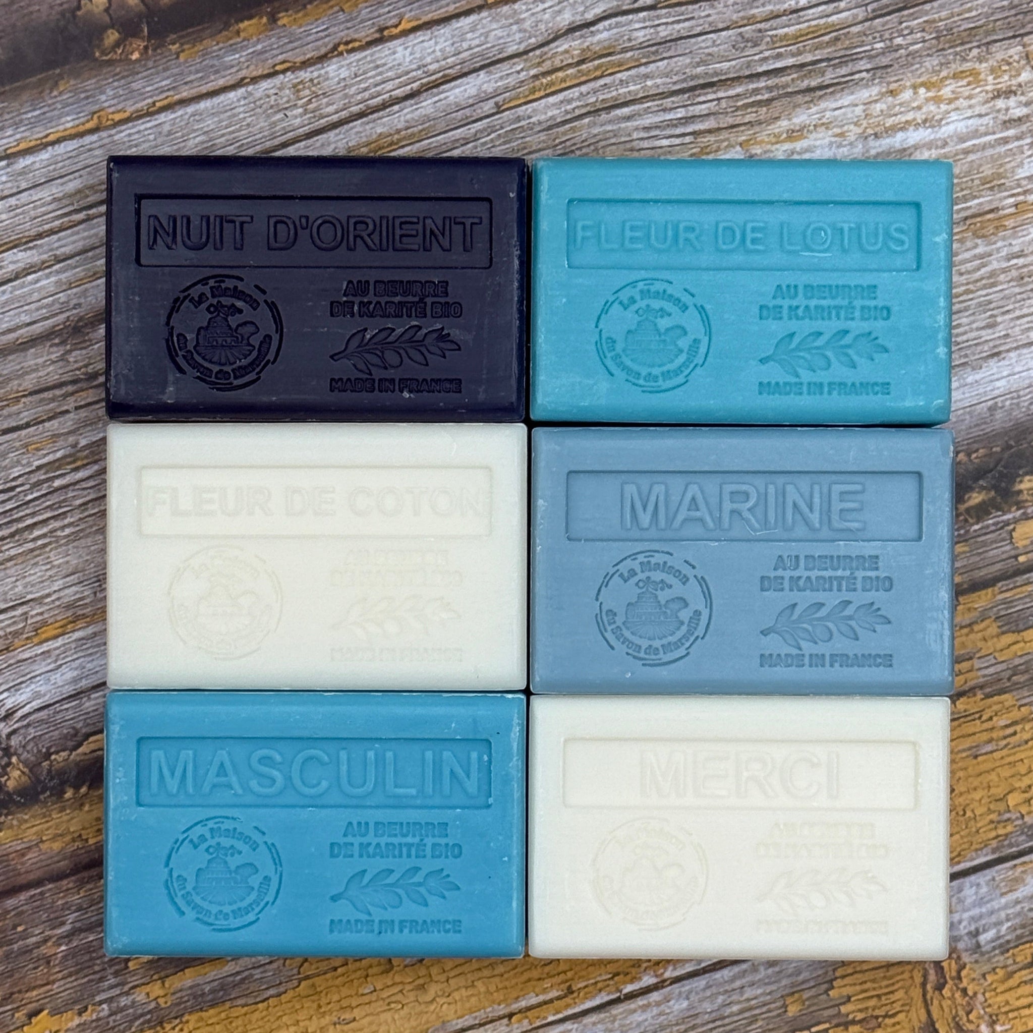 La Maison du Savon de Marseille Allez Les Bleus, 6 x 125g Soap Bars  i  Unwrapped French Soaps UK