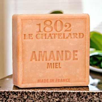 Almond & Honey (Miel) Marseille Soap, 72% Coconut, Olive and Almond Oil, 100g |  PALM FREE