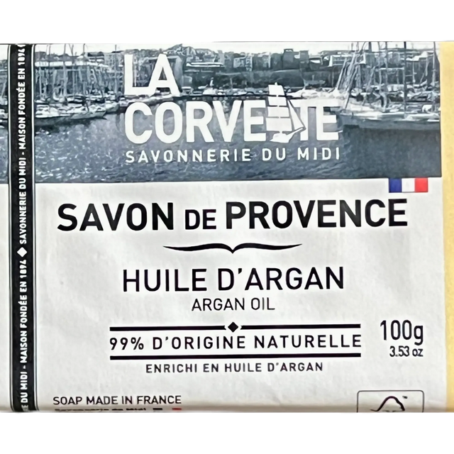 LA CORVETTE Argan enriched, Savon de Provence, 100g French Soaps UK