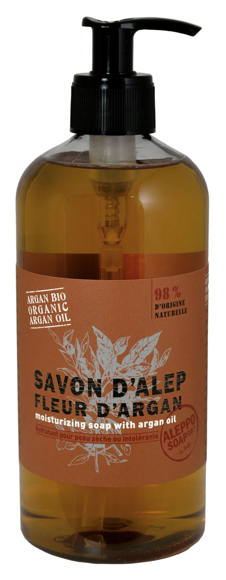 TADÉ PAYS DU LEVANT Argan Flower Aleppo Liquid Soap, 12% Laurel Oil enriched with Argan Oil, for Normal, Delicate or Fragile Skin | 500ml French Soaps UK