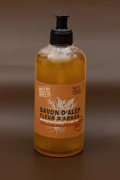TADÉ PAYS DU LEVANT Argan Flower Aleppo Liquid Soap, 12% Laurel Oil enriched with Argan Oil, for Normal, Delicate or Fragile Skin | 500ml French Soaps UK