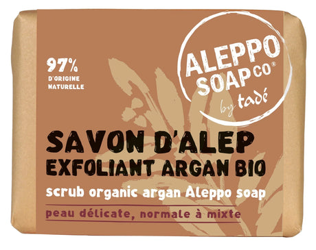 TADÉ PAYS DU LEVANT Argan Flower Exfoliating Aleppo Soap with Argan Oil and Apricot Powder | 100g French Soaps UK