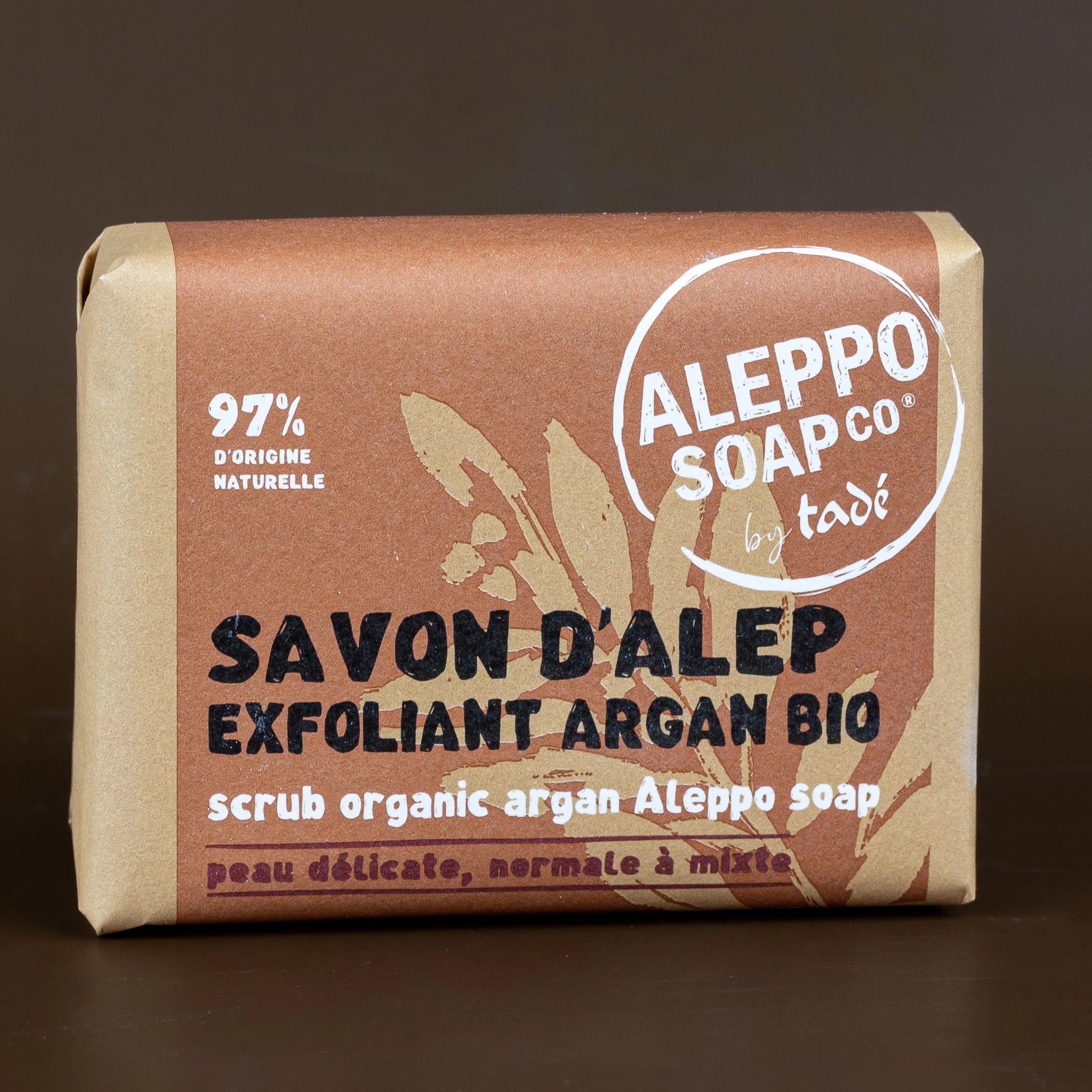 TADÉ PAYS DU LEVANT Argan Flower Exfoliating Aleppo Soap with Argan Oil and Apricot Powder | 100g French Soaps UK