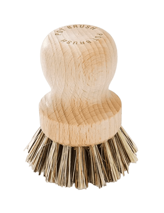 Beechwood Pot Brush with Natural Plant Fibre Bristles