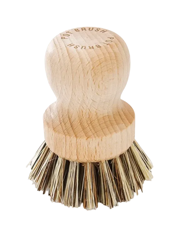 EDDINGTONS Beechwood Pot Brush with Natural Plant Fibre Bristles French Soaps UK