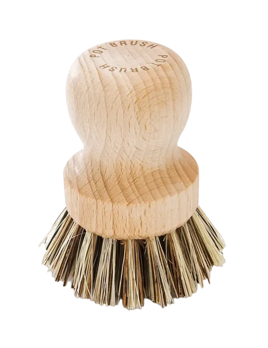 EDDINGTONS Beechwood Pot Brush with Natural Plant Fibre Bristles French Soaps UK
