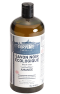 LA CORVETTE Black Liquid Soap, Almond & Linseed Oil | 1L French Soaps UK
