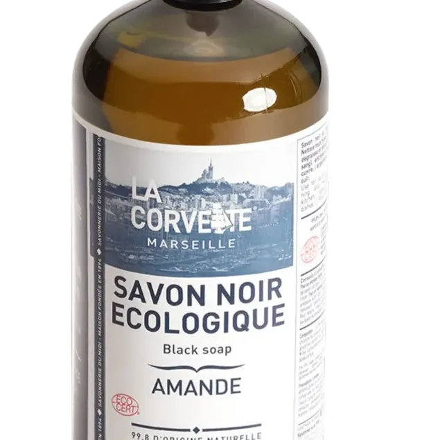 LA CORVETTE Black Liquid Soap, Almond & Linseed Oil | 1L French Soaps UK