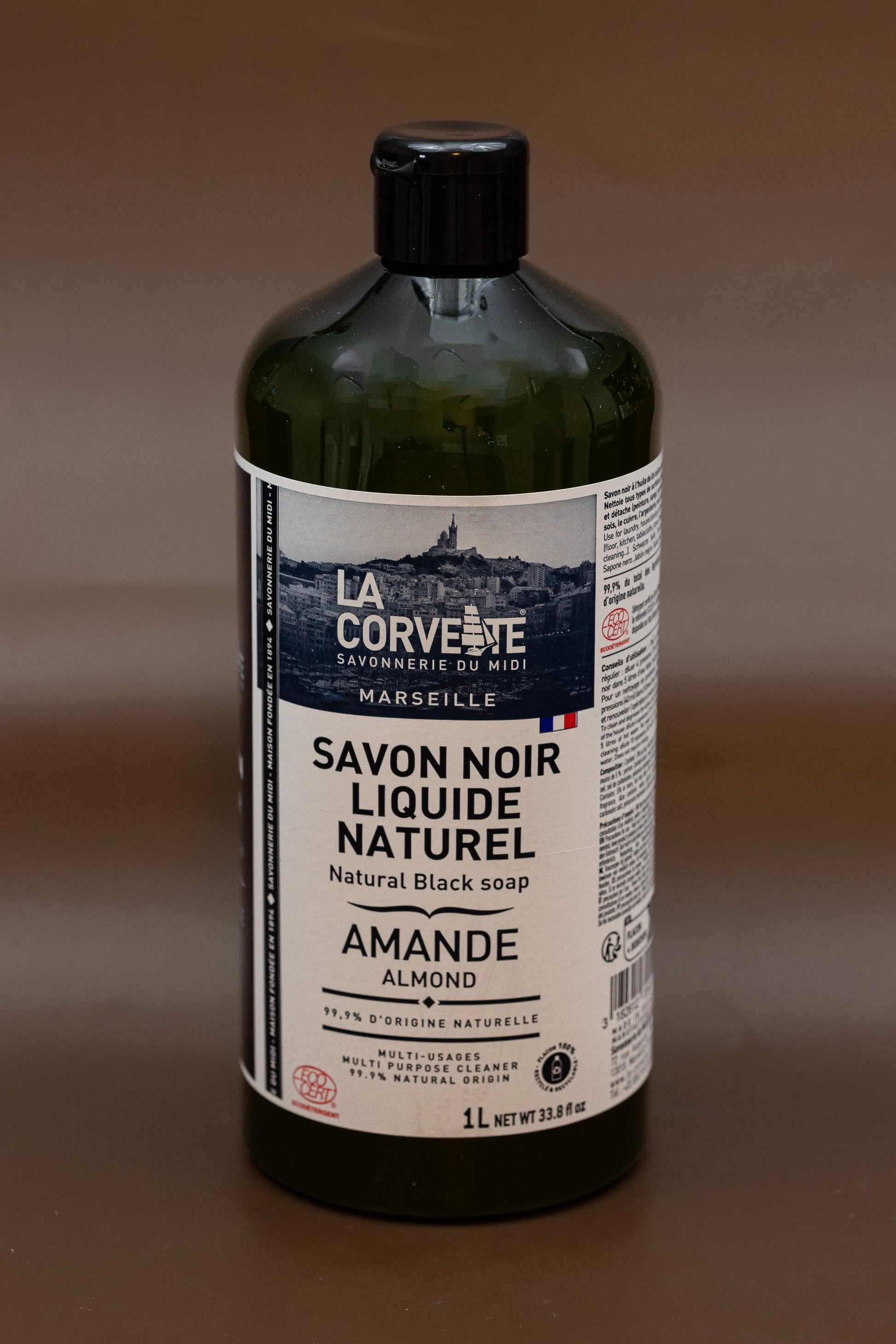 LA CORVETTE Black Liquid Soap, Almond & Linseed Oil | 1L French Soaps UK