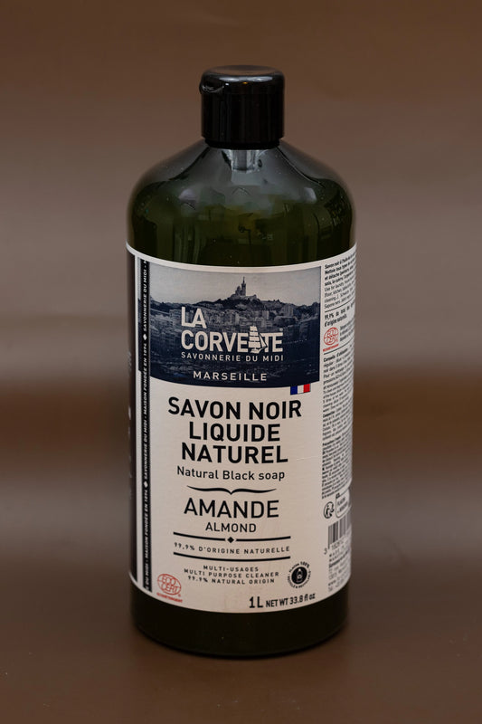 LA CORVETTE Black Liquid Soap, Almond & Linseed Oil | 1L French Soaps UK