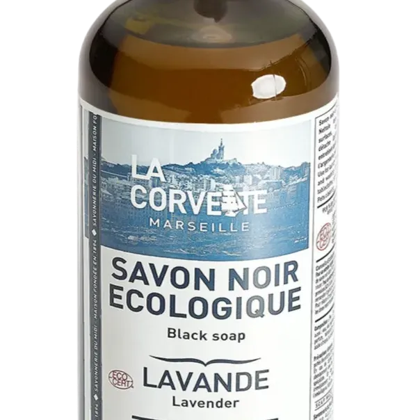 LA CORVETTE Black Liquid Soap, Lavender & Linseed Oil | 1L French Soaps UK