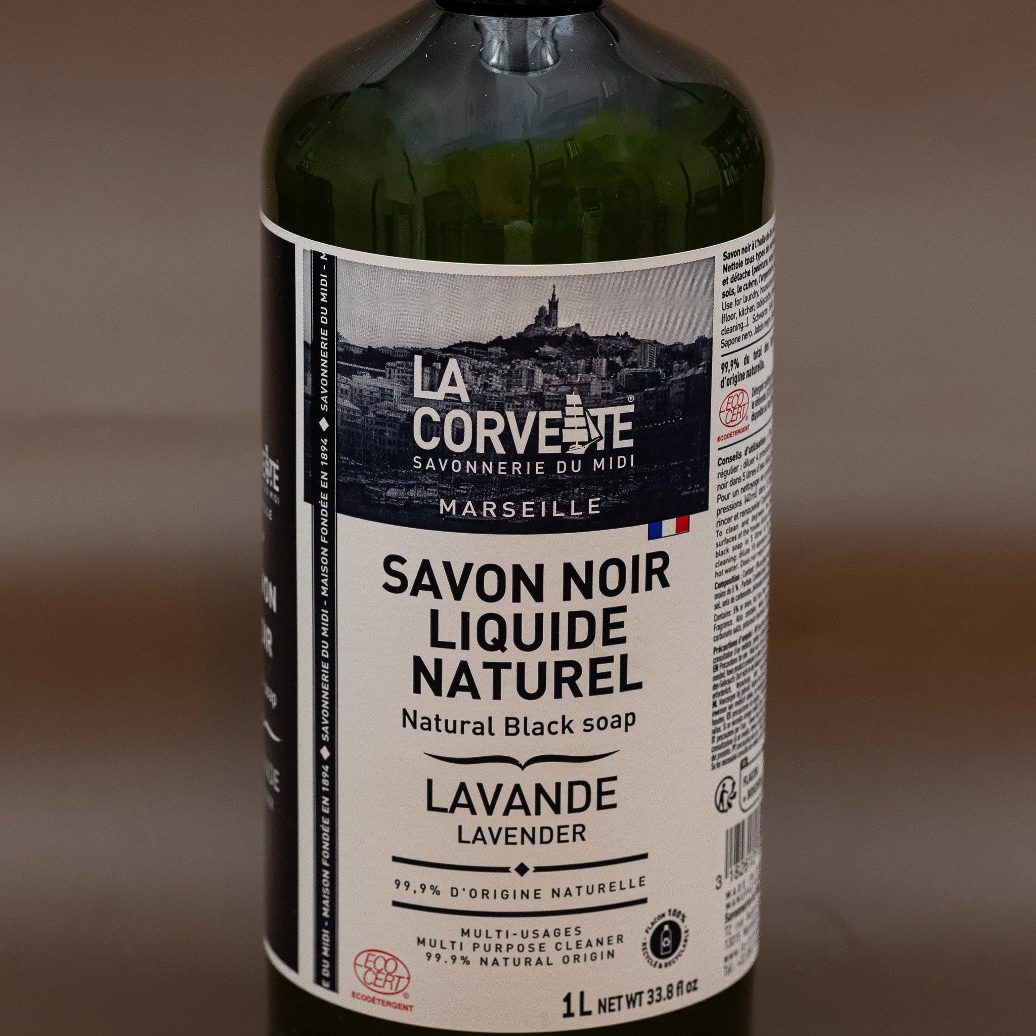 LA CORVETTE Black Liquid Soap, Lavender & Linseed Oil | 1L French Soaps UK