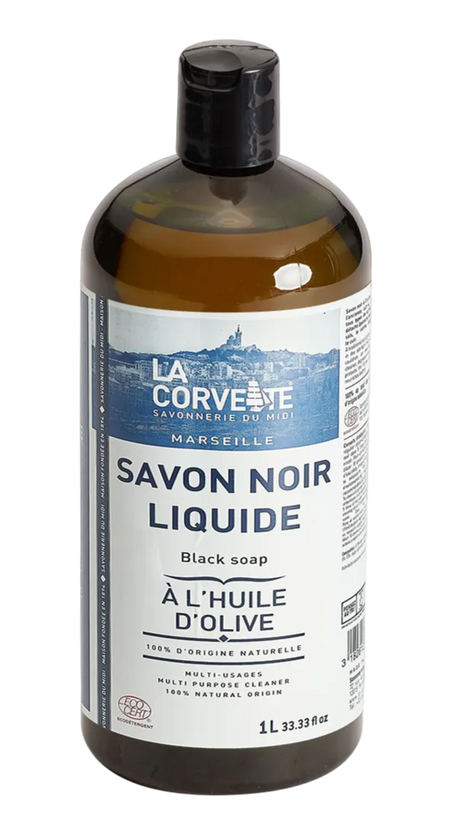 LA CORVETTE Black Liquid Soap, Olive Oil | 1L French Soaps UK