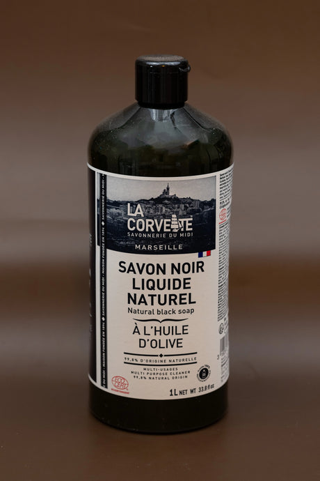 LA CORVETTE Black Liquid Soap, Olive Oil | 1L French Soaps UK