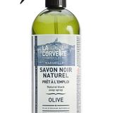 LA CORVETTE Black Soap Spray, Olive Oil |  750ml French Soaps UK