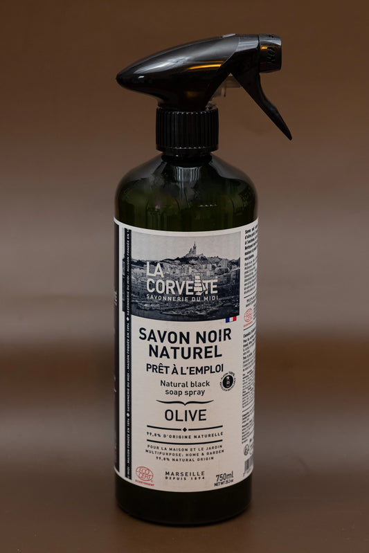 LA CORVETTE Black Soap Spray, Olive Oil |  750ml French Soaps UK