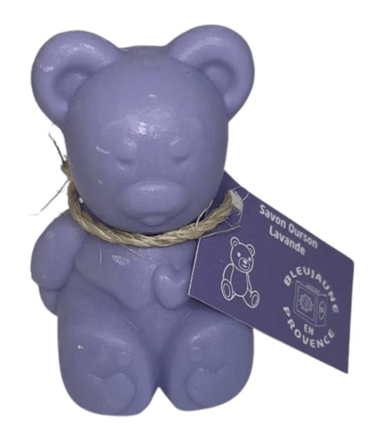 BLEU JAUNE Teddy Bear Shaped Soap, Lavender Fragrance, enriched with Organic Shea Butter | 150g French Soaps UK