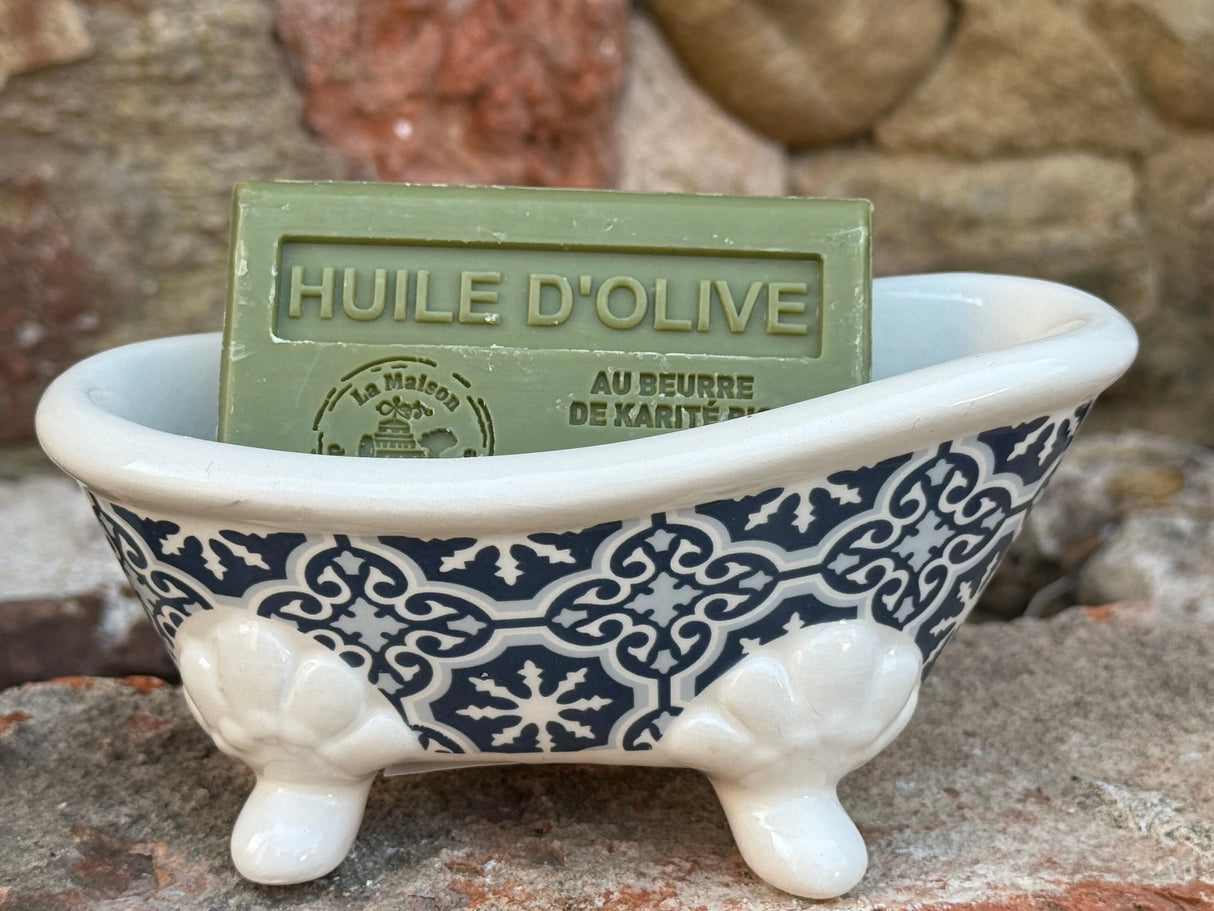 Bastide & Olivier Blue Mosaic Ceramic Bathtub Soap Dish French Soaps UK