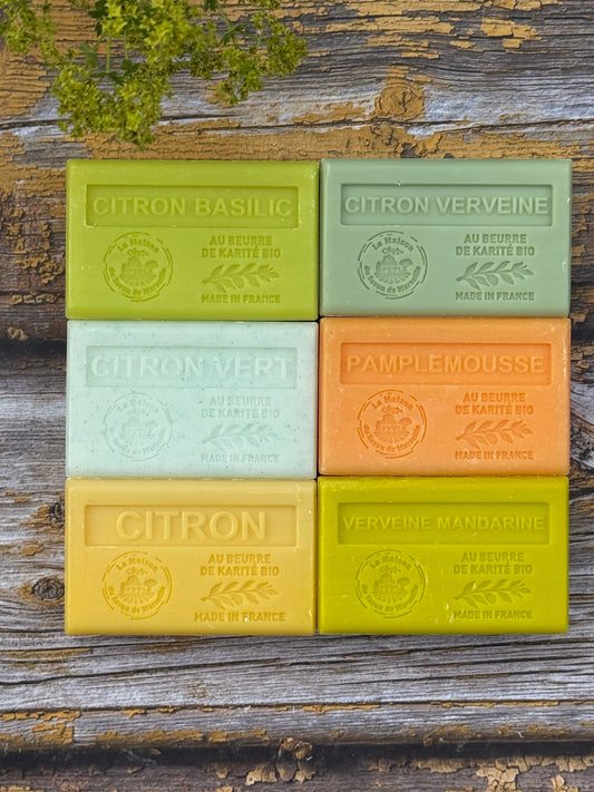 La Maison du Savon de Marseille Citrus Spring,  6 x 125g Soap Bars  |  Unwrapped French Soaps UK