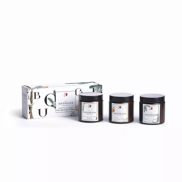 Boxed Candle Trio: Agar Wood (Oud), Amber, Balsam Fir