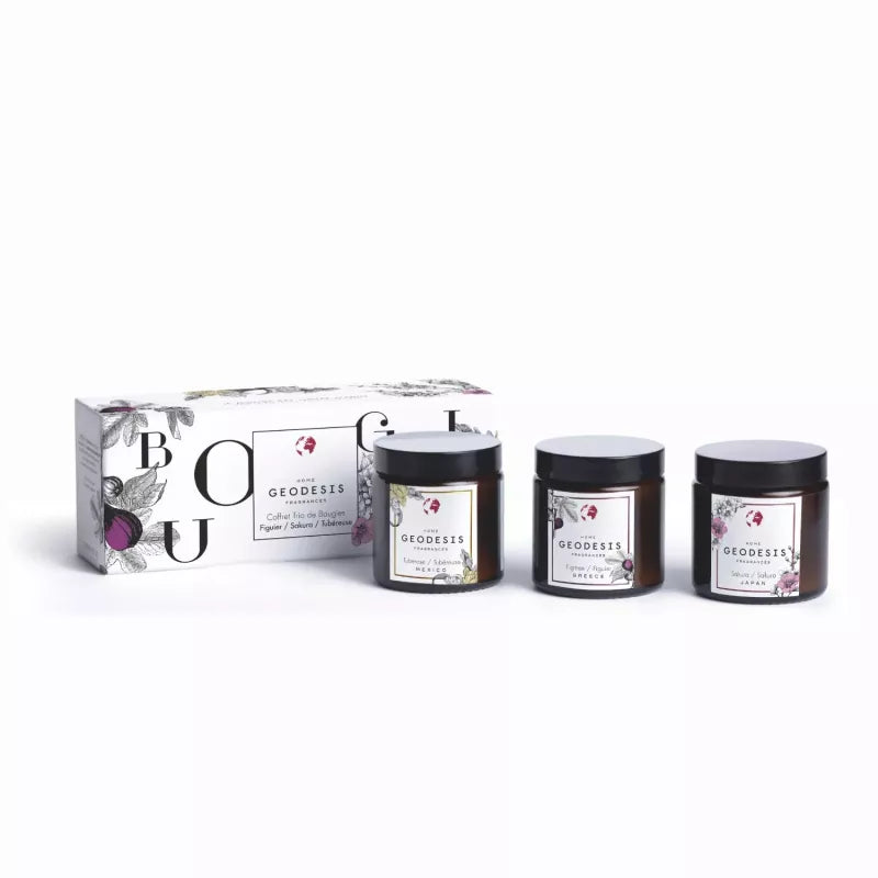 Boxed Candle Trio: Fig, Tuberose, Sakura