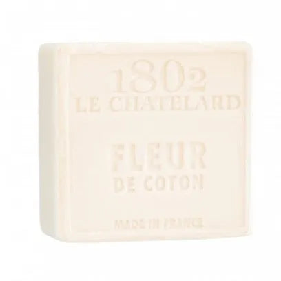 LE CHATELARD 1802 Cotton Flower Marseille Soap, 72% Coconut, Olive and Almond Oil, 100g |  PALM FREE French Soaps UK