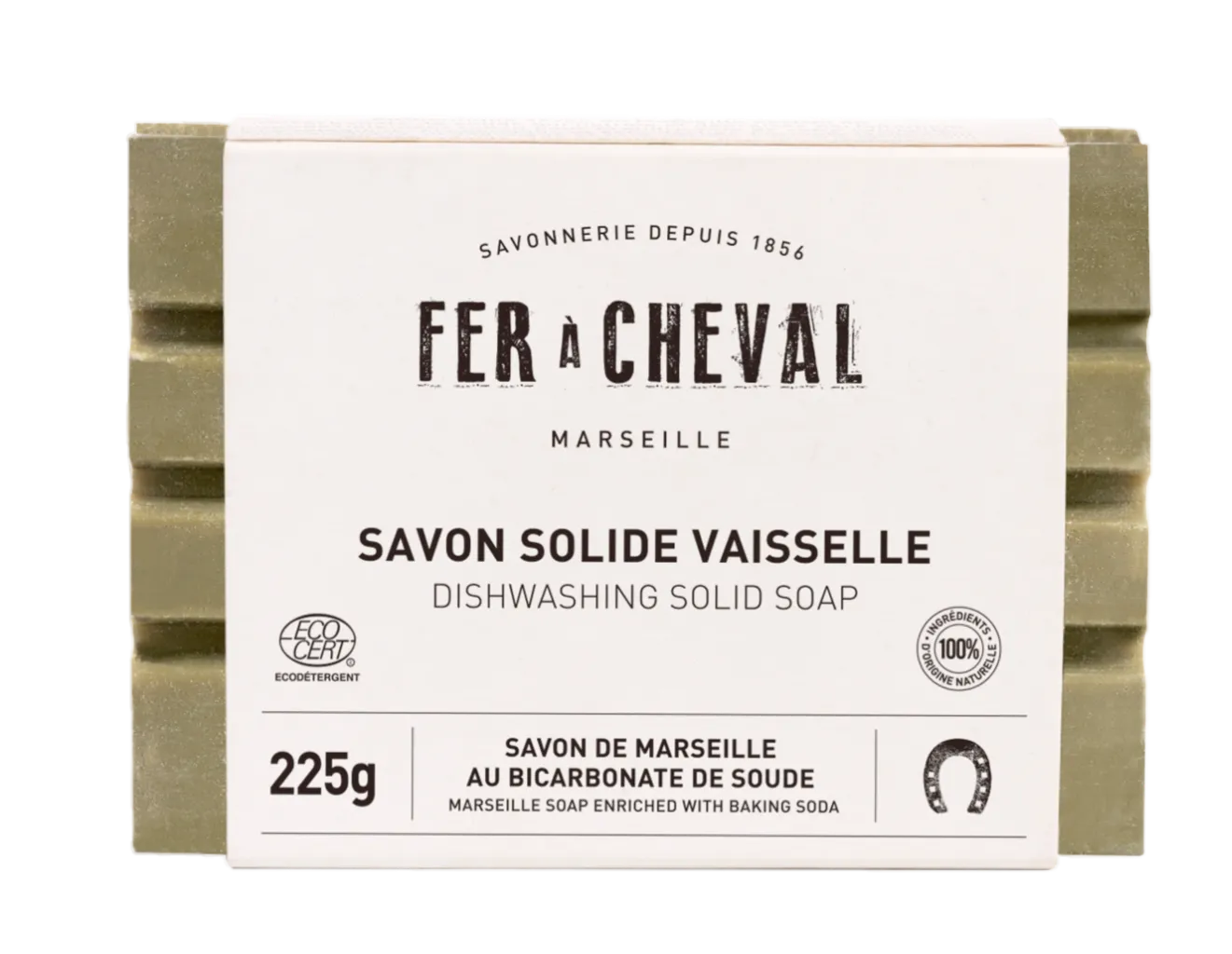 FER A CHEVAL Dishwashing Marseille Soap Bar with Baking Soda |  225g French Soaps UK
