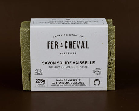 FER A CHEVAL Dishwashing Marseille Soap Bar with Baking Soda |  225g French Soaps UK