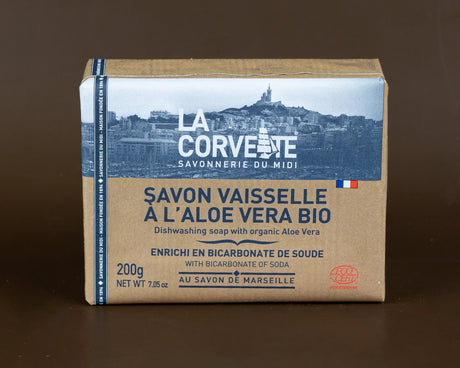 LA CORVETTE Dishwashing Soap Bar with Baking Soda & Aloe Vera | 200g French Soaps UK