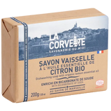 LA CORVETTE Dishwashing Soap Bar with Baking Soda and Organic Lemon | 200g French Soaps UK