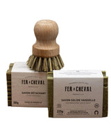 FER A CHEVAL Dishwashing & Stain Removing Bar Duo + Pot Brush (worth £16.95) French Soaps UK