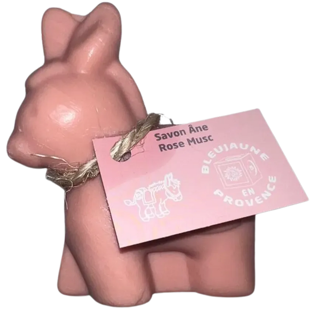 BLEU JAUNE Donkey Shaped Soap, Rose Fragrance, enriched Organic Shea Butter | 150g French Soaps UK