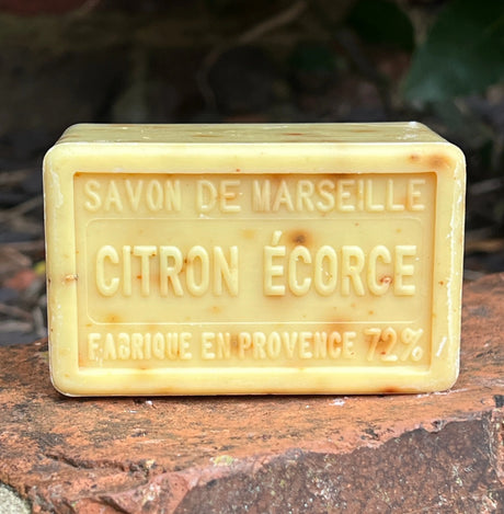 BLEU JAUNE Exfoliating Lemon (Citron Écorce), Marseille Bath & Shower Bar, 250g French Soaps UK