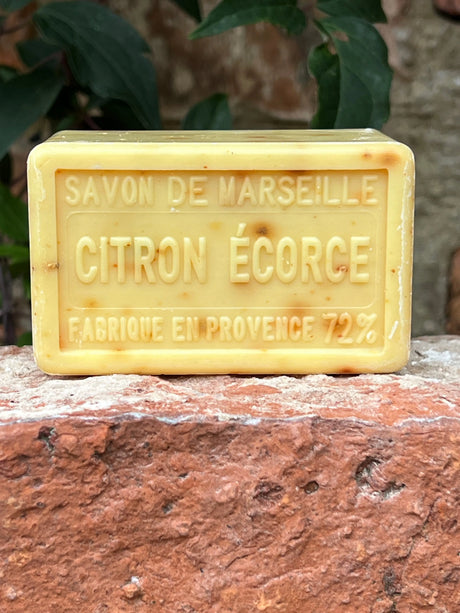 BLEU JAUNE Exfoliating Lemon (Citron Écorce), Marseille Bath & Shower Bar, 250g French Soaps UK