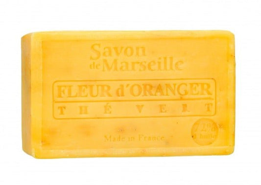 Exfoliating Orange Blossom Savon de Provence, enriched with Green Tea Leaves & Sweet Almond Oil | 100g