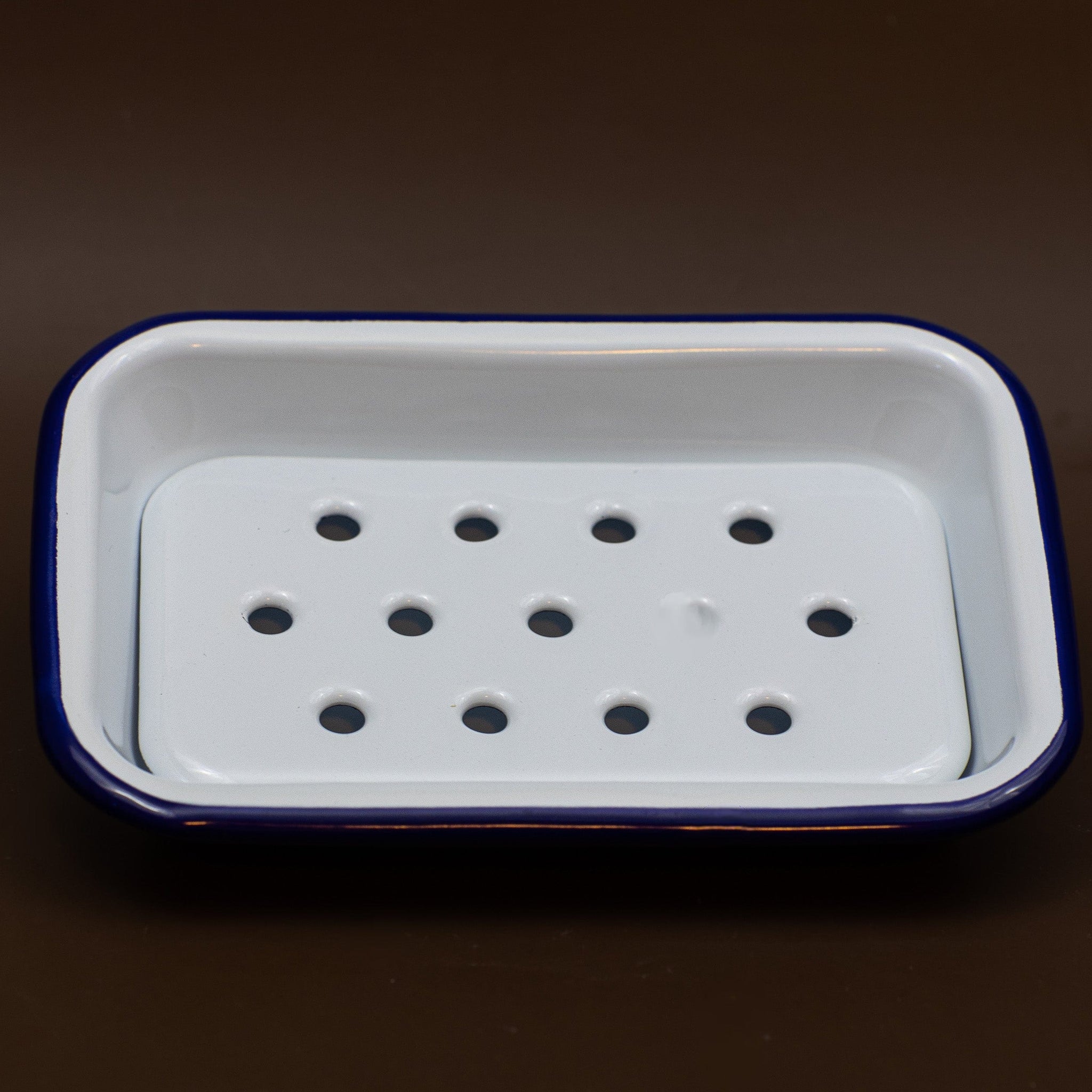 FALCON HOUSEWARES 2 Part Blue and White Enamel Soap Dish French Soaps UK