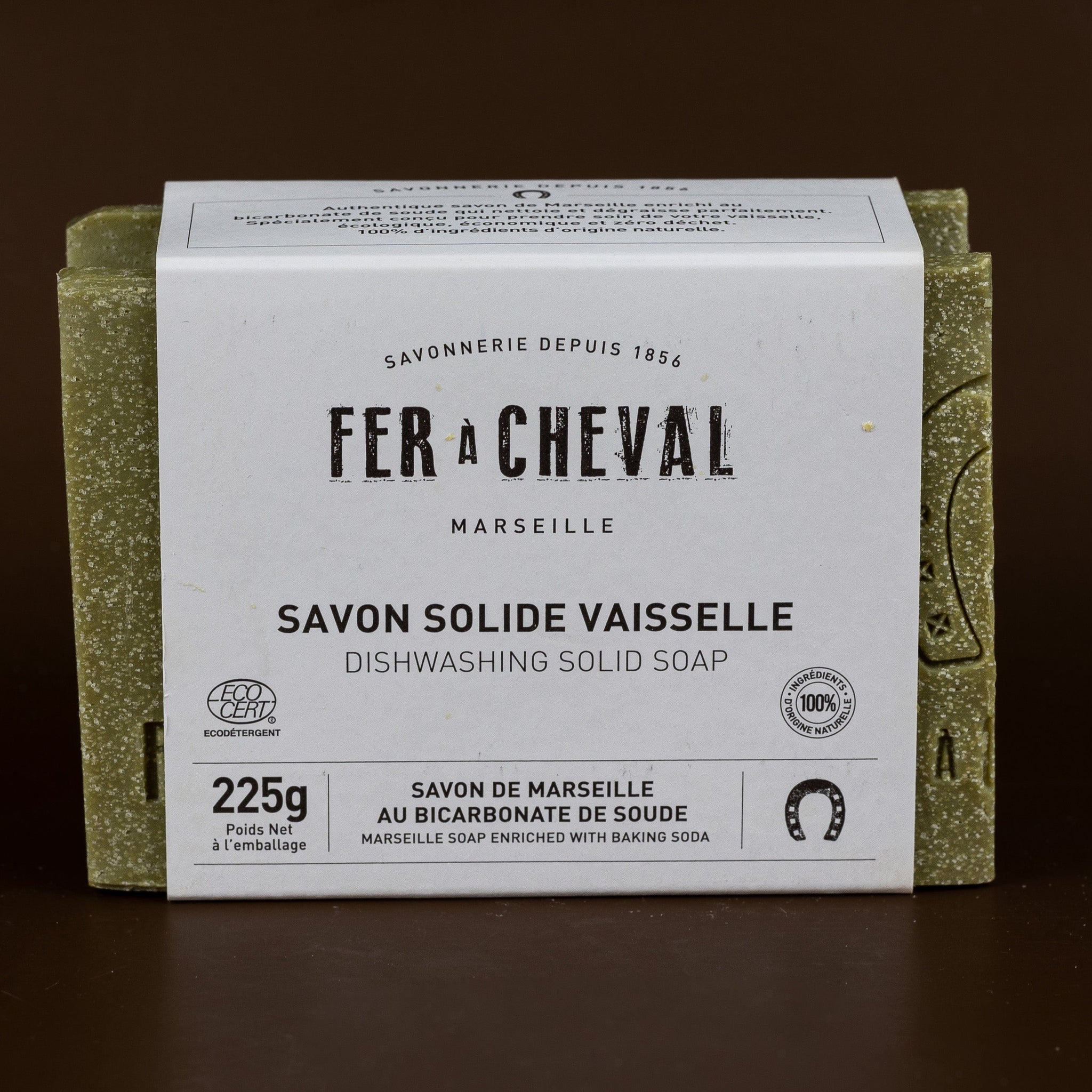 FER A CHEVAL Dishwashing Marseille Soap Bar with Baking Soda |  225g French Soaps UK