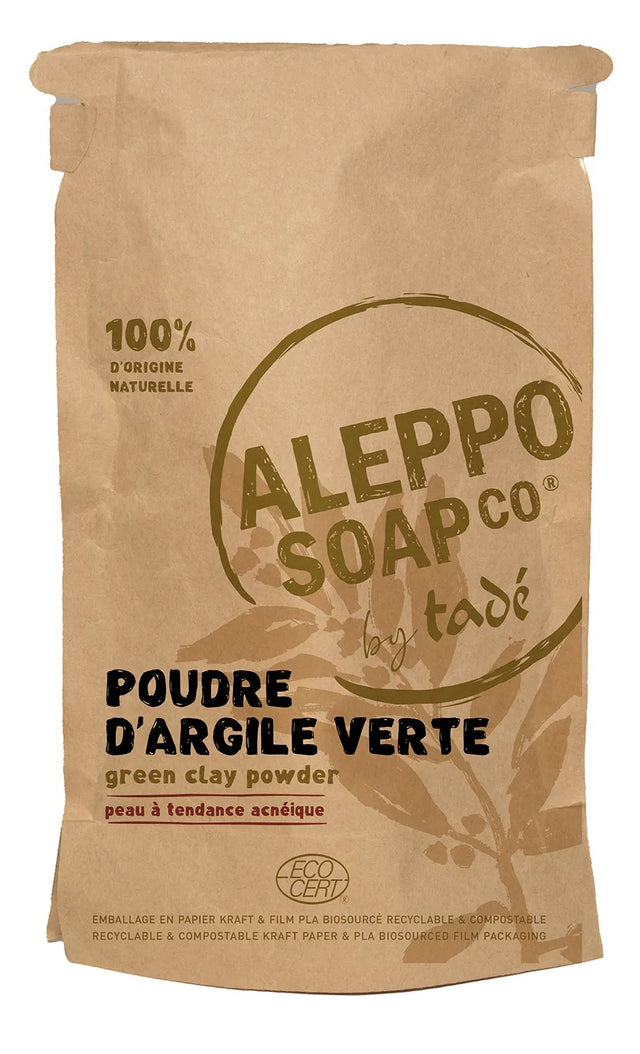 TADÉ PAYS DU LEVANT Green Clay Powder, for Oily or Acne Prone Skin on Face & Body | 200g French Soaps UK