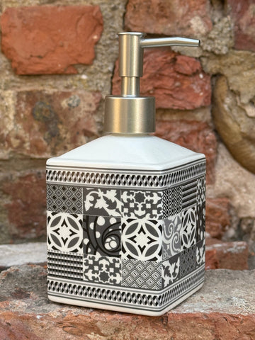 Grey & White Ceramic soap dispenser