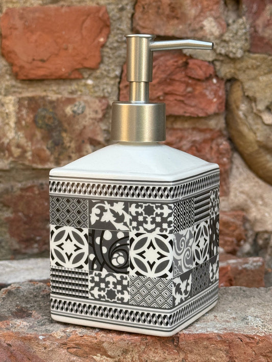 Grey & White Ceramic soap dispenser